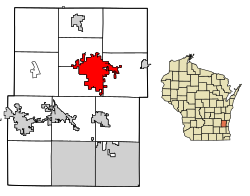Washington County Wisconsin Incorporated and Unincorporated areas West Bend Highlighted